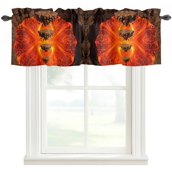 Abstract Floating Rocks Valances for Windows Farmhouse Kitchen Curtains Valances Rod Pocket Valance Curtains Red Lava Modern Minimalist Artistic Window Valances for Bathroom Bedroom 42"x12"