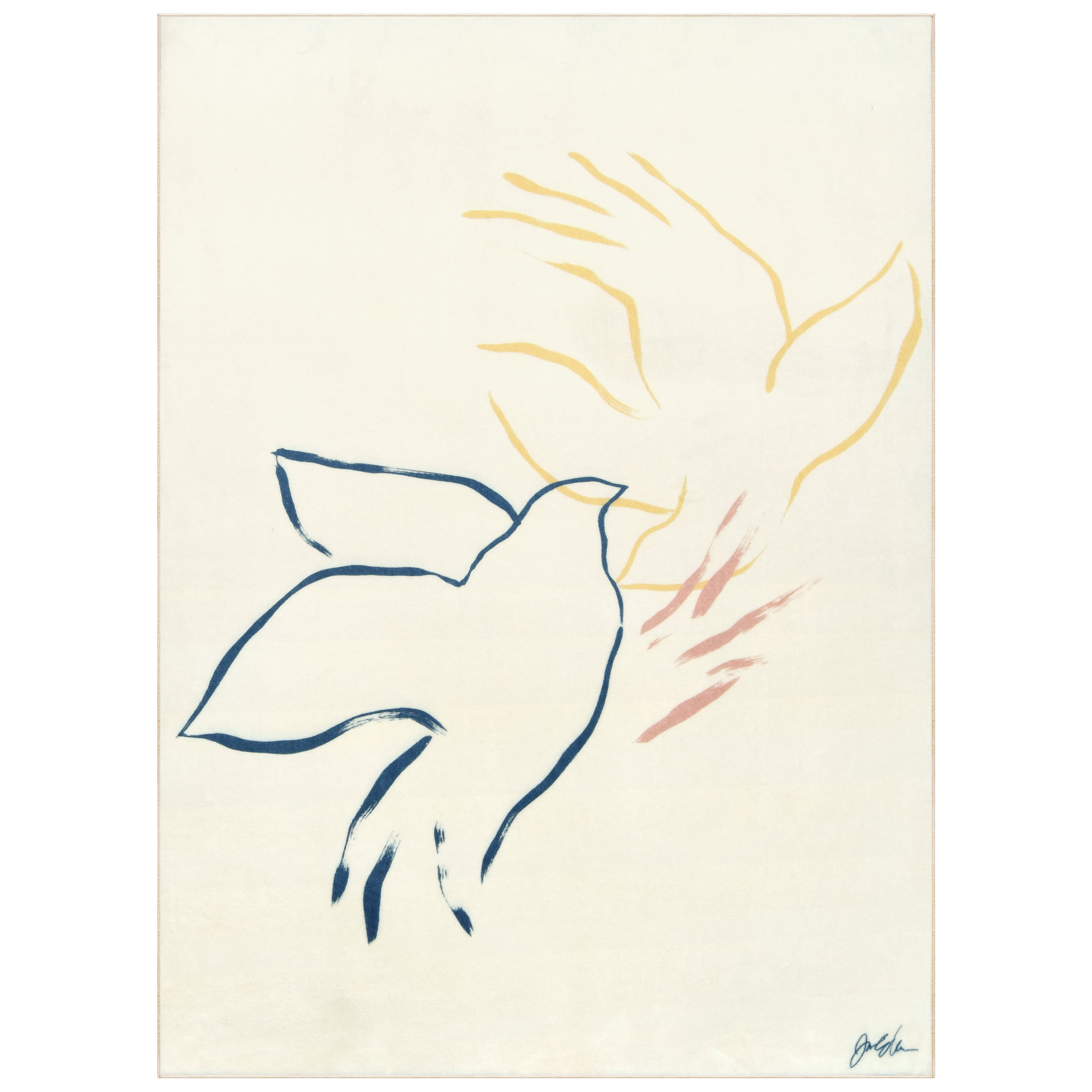 Abstract Flock, 8'x10' Hand Washable Art Area Rug