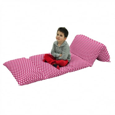 Abstract Floor Pillow Lounger Cover, Candy Surface Style Wavy Lines in Vibrant Pink Tones Yummy Design, Nap Mat Printed Fabric Case for 5 Pillows, 88" x 36", Magenta White, by Ambesonne