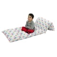 thumbnail image 1 of Abstract Floor Pillow Lounger Cover, Memphis Style Modern Geometric Forms with Lines Colorful Triangles Graphic, Nap Mat Printed Fabric Case for 5 Pillows, 88" x 27", Multicolor, by Ambesonne, 1 of 5