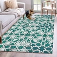 thumbnail image 1 of Abstract Floral Area Rugs 3x5 ft Retro Teal Green Geometric Texture Ornate Vintage Washable Rug Non Slip Indoor Carpet Absorbent Floor Mat for Living Room Bedroom Dining Room, 1 of 9