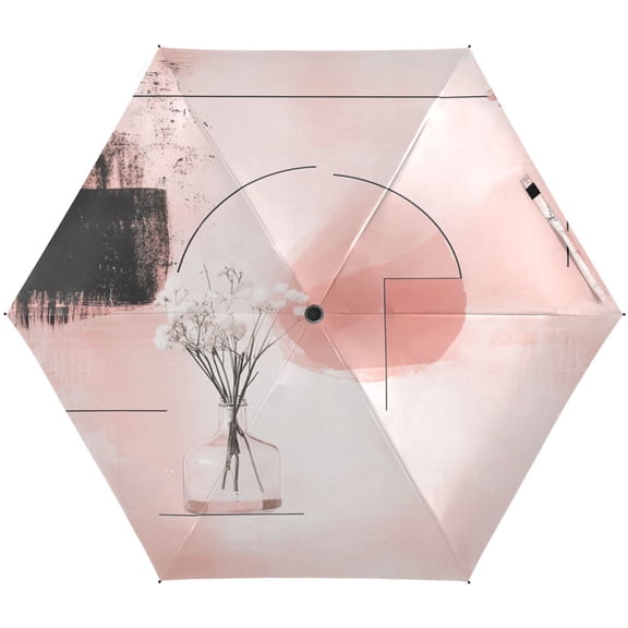 Abstract Floral Arrangement Umbrellas for Sun Auto Open Close UV50+ Waterproof 5-Fold Compact Fiberglass Frame