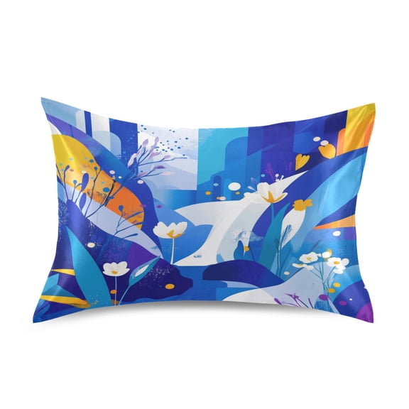 Abstract Floral Art Queen Size Pillowcase Silky Smooth Finish Anti Wrinkle Design Easy Envelope Closure 20x30in