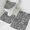 thumbnail image 1 of Abstract Floral Bathroom Rugs Set Retro Gray Black Geometric Texture Ornate Vintage Non Slip Absorbent Soft Bath Mats 3 Piece Set with Bathroom Rug, U-Shaped Floor Mat, Toilet Seat Cover Small Size, 1 of 9