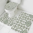 thumbnail image 1 of Abstract Floral Bathroom Rugs Set Retro Green Geometric Texture Ornate Vintage Non Slip Absorbent Soft Bath Mats 3 Piece Set with Bathroom Rug, U-Shaped Floor Mat, Toilet Seat Cover Small Size, 1 of 9