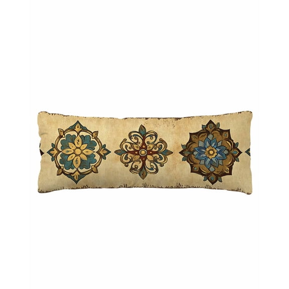 Abstract Floral Body Pillow Cover 20 x 54 Inch Decorative Pillow Cover Yellow Brown Flowers Pattern Lumbar Pillowcase Seasonal Rectangle Cushion Case for Couch Sofa Bed Living Room