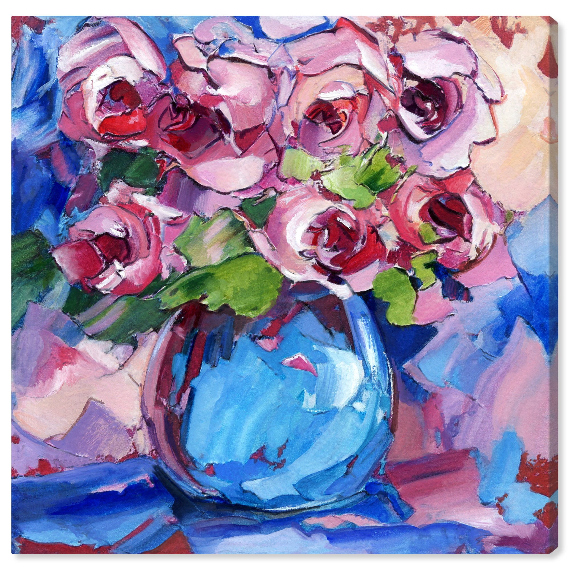 16" x 16" Multicolor Abstract Floral Canvas Wall Art