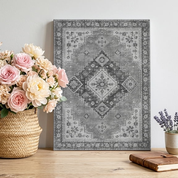 Abstract Floral Canvas Wall Art, Country Vintage Geometric Minimalist Farmhouse Plaid Framed Canvas Wall Decor Picture Print Artwork Decorations for Living Room Office Ready to Hang 36" x 24"