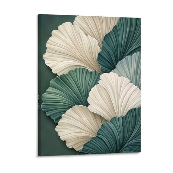 Abstract Floral Canvas Wall Art – Modern Neutral Flower Canvas Painting, Printed Botanical Wall Art, Minimalist Leaf Texture Artwork