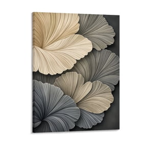 Abstract Floral Canvas Wall Art – Modern Neutral Flower Canvas Painting, Printed Botanical Wall Art, Minimalist Leaf Texture Artwork
