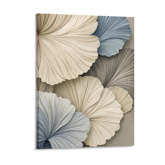 Abstract Floral Canvas Wall Art – Modern Neutral Flower Canvas Painting, Printed Botanical Wall Art, Minimalist Leaf Texture Artwork