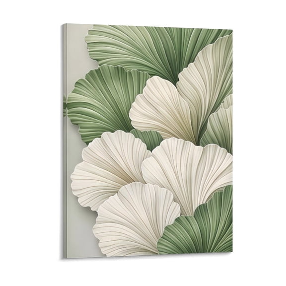 Abstract Floral Canvas Wall Art – Modern Neutral Flower Canvas Painting, Printed Botanical Wall Art, Minimalist Leaf Texture Artwork