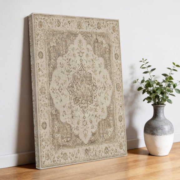 Abstract Floral Canvas Wall Art, Vintage Traditional Beige Brown Vine Textured Pictures Wall Decor Wooden Framed Artwork Art Prints for Living Room Hallway Bedroom Office 8"x12"