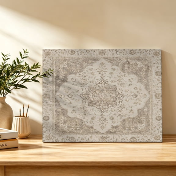 Abstract Floral Canvas Wall Art, Vintage Traditional Beige Brown Vine Textured Wall Art Prints Artwork Framed Canvas Ready to Hang Art Pictures for Bathroom Bedroom Entry Desk Corner 10" x 8"