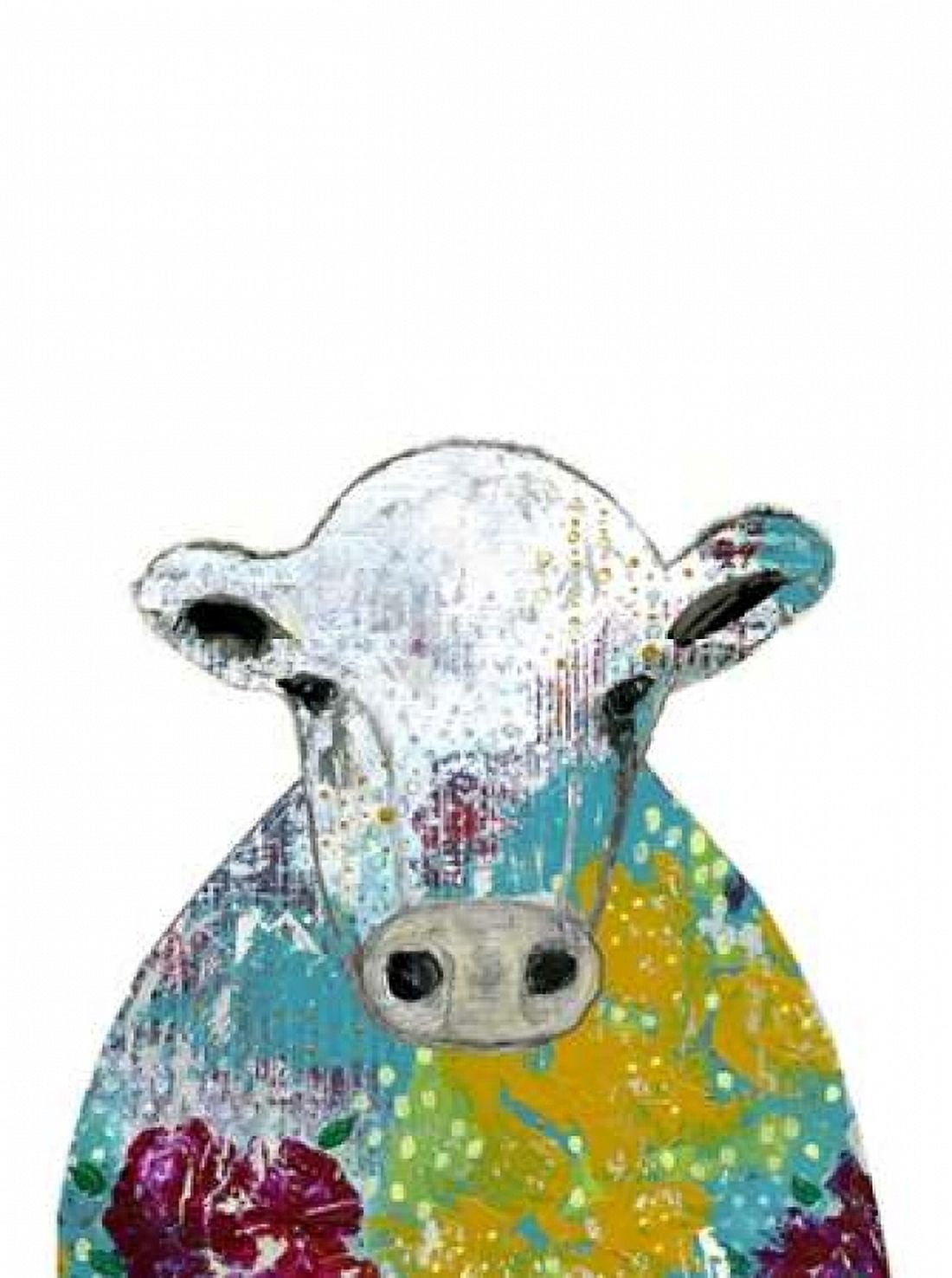 Abstract Floral Cow Canvas Art - Sarah Ogren (18 x 24)