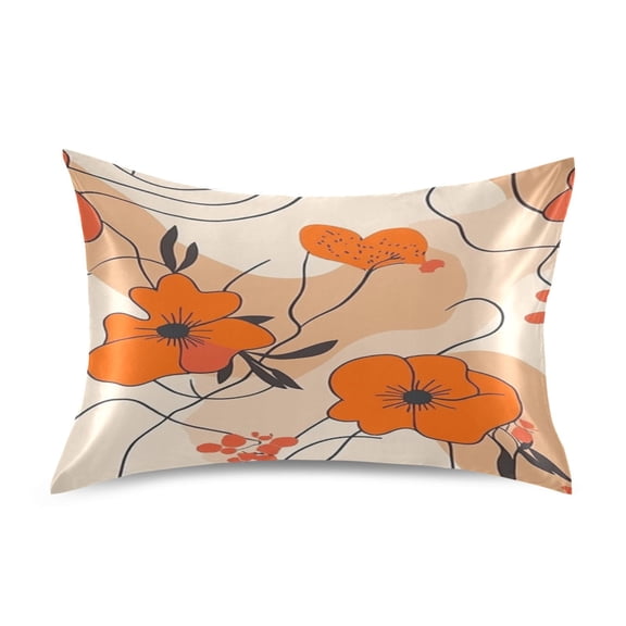 Abstract Floral Design Satin Pillowcase 20''x30'' Double-Sided Print Soft Wrinkle Resistant