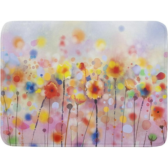 Abstract Floral Dish Drying Mat for Kitchen Counter, Spring Summer Seasonal Nature Flower Dish Rack Mat Absorbent Quick Dry Microfiber Dish Drying Pad 18 x 24 inch