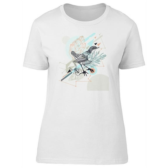 Abstract Floral Dove Bird T-Shirt Women -Image by Shutterstock, Female Large