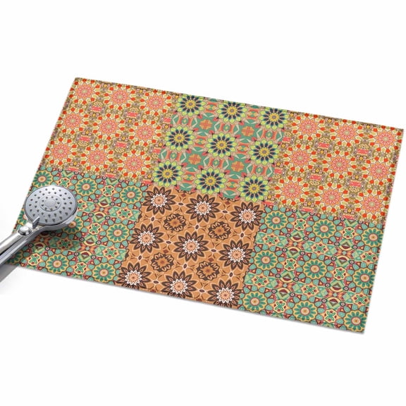 Abstract Floral Entryway Rug 2x3ft Washable Non Slip Bathroom Rug Low Pile Soft Indoor Floor Front Door Mat Vintage Ethnic Tribe Abstract Art Rectangle Area Rugs Carpet for Kitchen Office Dining Room