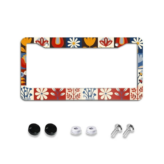 Abstract Floral Flowers License Plate Frames for Women Men Car Plate Holder Cover Metal Tag Aluminum Car Accessories Front Rear Plate Decor