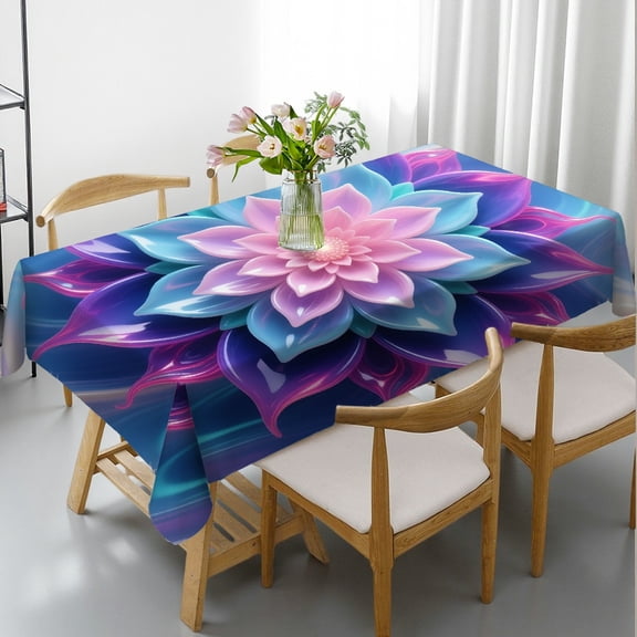 Abstract Floral Flowers Tablecloths rectangle , 2D Flat Printing - Polyester Tablecloths Rectangular Tablecloth, Cafe, dinner, picnic,