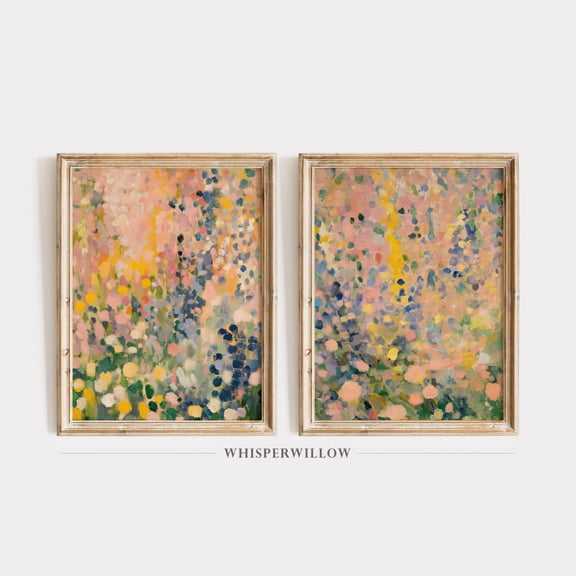 Abstract Floral Impressionist Set Of Two 2 Able Elegant Contemporary Art Expressive Design, Poster Only