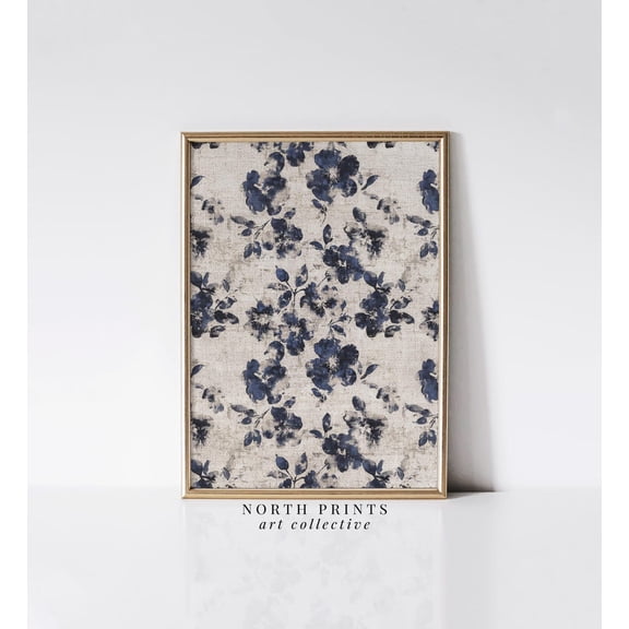 Abstract Floral Linen Botanical Poster, Unframed Size 12x18