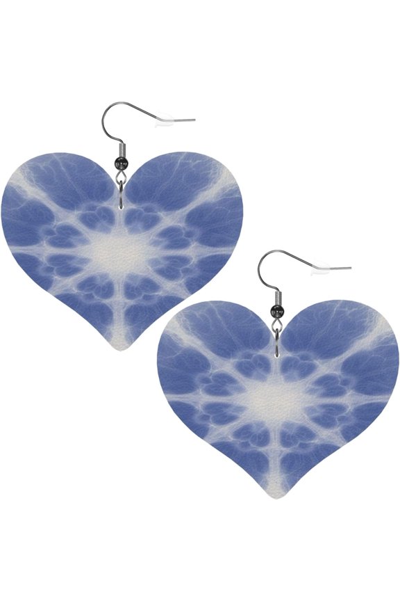 Abstract Floral Mandala Earrings for Women PU Leather Dangle Earrings, Lightweight Heart Shape Leather Teardrop Dangly Ear Pendants Jewelry Gift[q706]