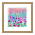 thumbnail image 1 of Abstract Floral Meadow Flowers Pink Turquoise Colourful Painting Square Wooden Framed Wall Art Print Picture 8X8 Inch, 1 of 4