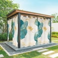 thumbnail image 1 of Abstract Floral Outdoor Curtains for Patio Waterproof, White Green Flower Gold Line Retro Petals Grommet Curtains for Porch Outside Privacy Drape for Gazebo Garden Pergola, 2 Panels, 54x84in, 1 of 9