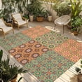thumbnail image 1 of Abstract Floral Outdoor Rug for Patio/Deck/Porch, Non-Slip Large Area Rug 5 x 7 Ft, Vintage Ethnic Tribe Abstract Art Indoor Outdoor Rugs Washable Area Rugs, Reversible Camping Rug Carpet Runner, 1 of 8