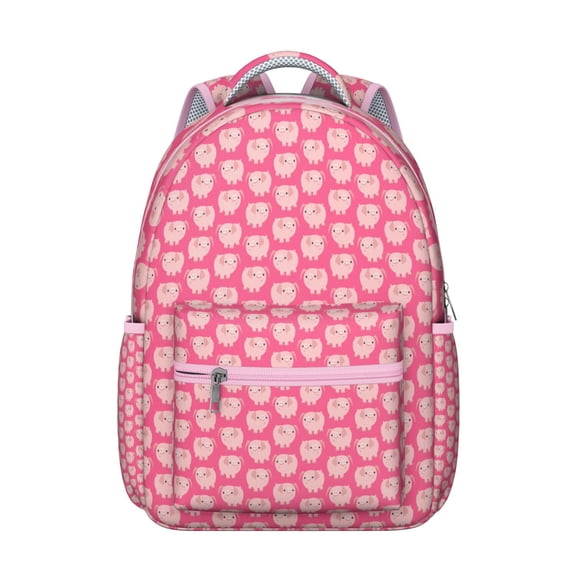 Abstract Floral Pig Student Backpack Cute Farm Animal Cartoon Watercolor Print Design Aesthetic School Bookbag for Student