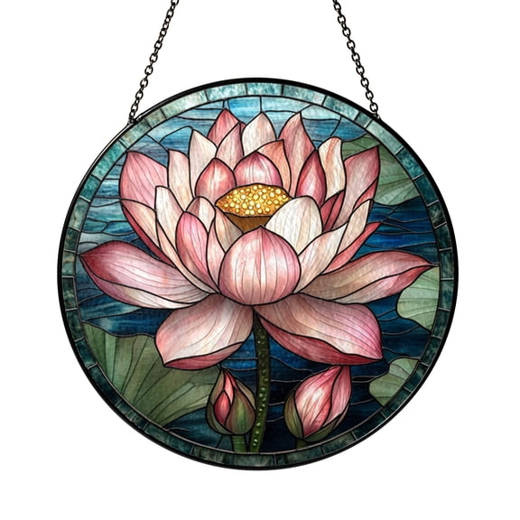 Abstract Floral Round Glass Art – Decorative Wall Panel