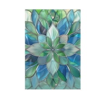 Abstract Floral Stained Glass Garden Flag 12X18 Double Sided Yard Flags for Outside Outdoor All Seasonal Decoration