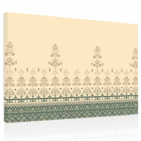 Abstract Floral Stem Canvas Print Wall Art, Vintage Traditional Beige Green Symmetrical Wall Decor Modern Artwork Paintings Pictures for Living Room Framed and Stretched Ready to Hang 12" x 16"