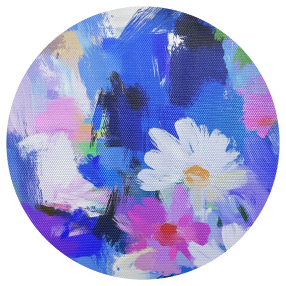 Abstract Floral Strokes 15.4in Diameter PVC Plate Mat, Heat-Resistant and Cuttable, Kitchen Decor