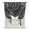 thumbnail image 1 of Abstract Floral Tie Up Curtains, Ethnic Black White Paisley Countryside Adjustable Rod Pocket Balloon Curtains Light Blocking Window Treatment for Kitchen Living Room Bedroom, 42 × 54 In, 1 of 9