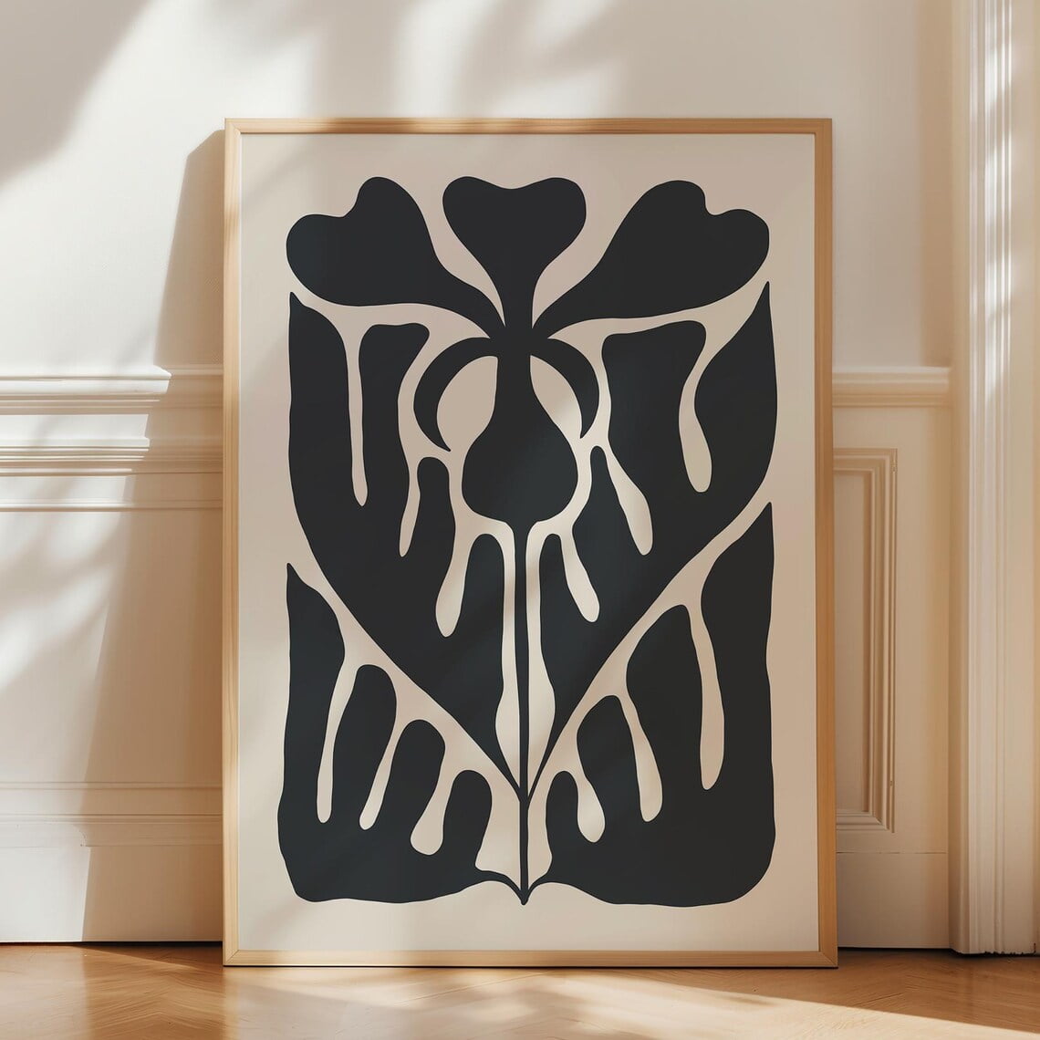 Abstract Floral Wall Art, Moody Botanical Art Print, Mid Century Modern ...
