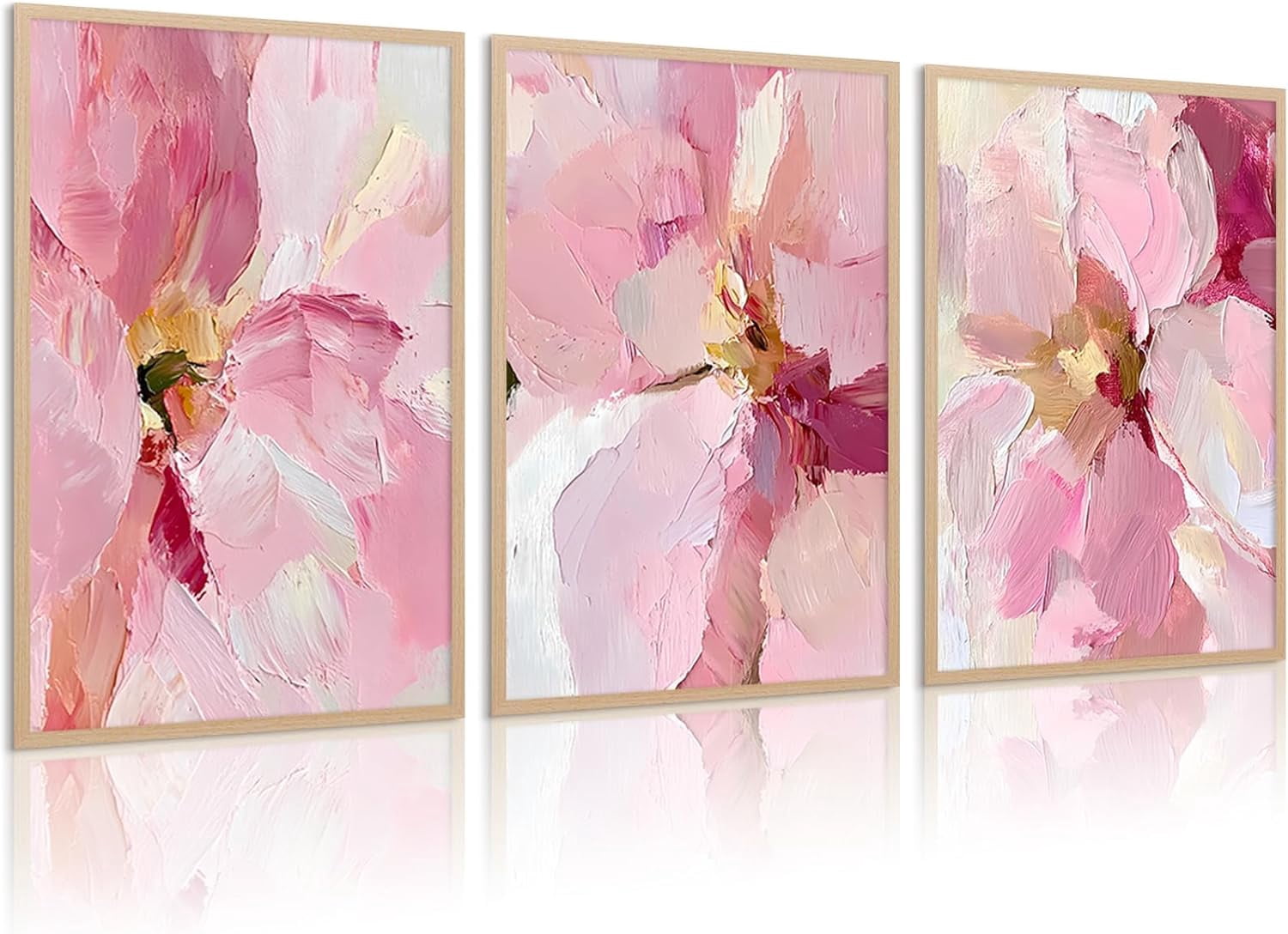 Abstract Floral Wall Art Pink Flower Canvas Pictures Modern Wall Decor ...