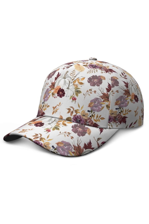 Abstract Floral Watercolor Baseball Cap – Floral Botanical Dad Hat Featuring Vintage Rustic Country Artistic Pattern, Bloom Blossom Design, Comfortable Snapback