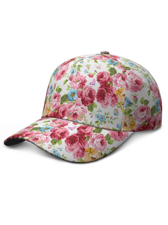 Abstract Floral Watercolor Baseball Cap – Floral Botanical Dad Hat Featuring Vintage Rustic Country Artistic Pattern, Bloom Blossom Design, Comfortable Snapback