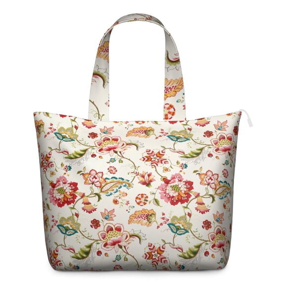 Abstract Floral Watercolor Overnight Bag Boho Artistic Flower Pattern Duffel, Lightweight, , Multiple Pockets