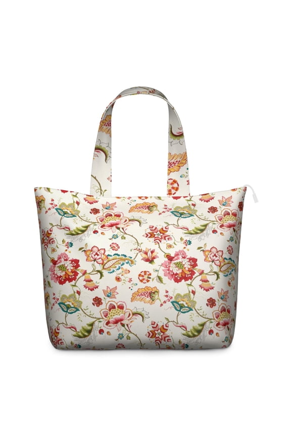 Abstract Floral Watercolor Overnight Bag Boho Artistic Flower Pattern Duffel, Lightweight, , Multiple Pockets