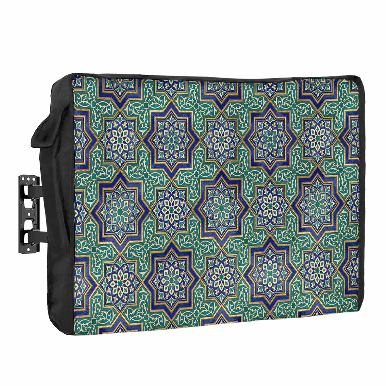 Abstract Floral Waterproof Outdoor TV Cover, Vintage Turquoise Moroccan ...
