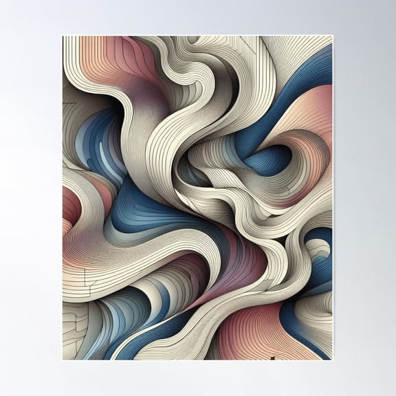 Abstract Flow - Geometric Line Art Poster Wall Art, Modern Wall Decor For Living Room Bedroom, 24x36 UNFRAMED