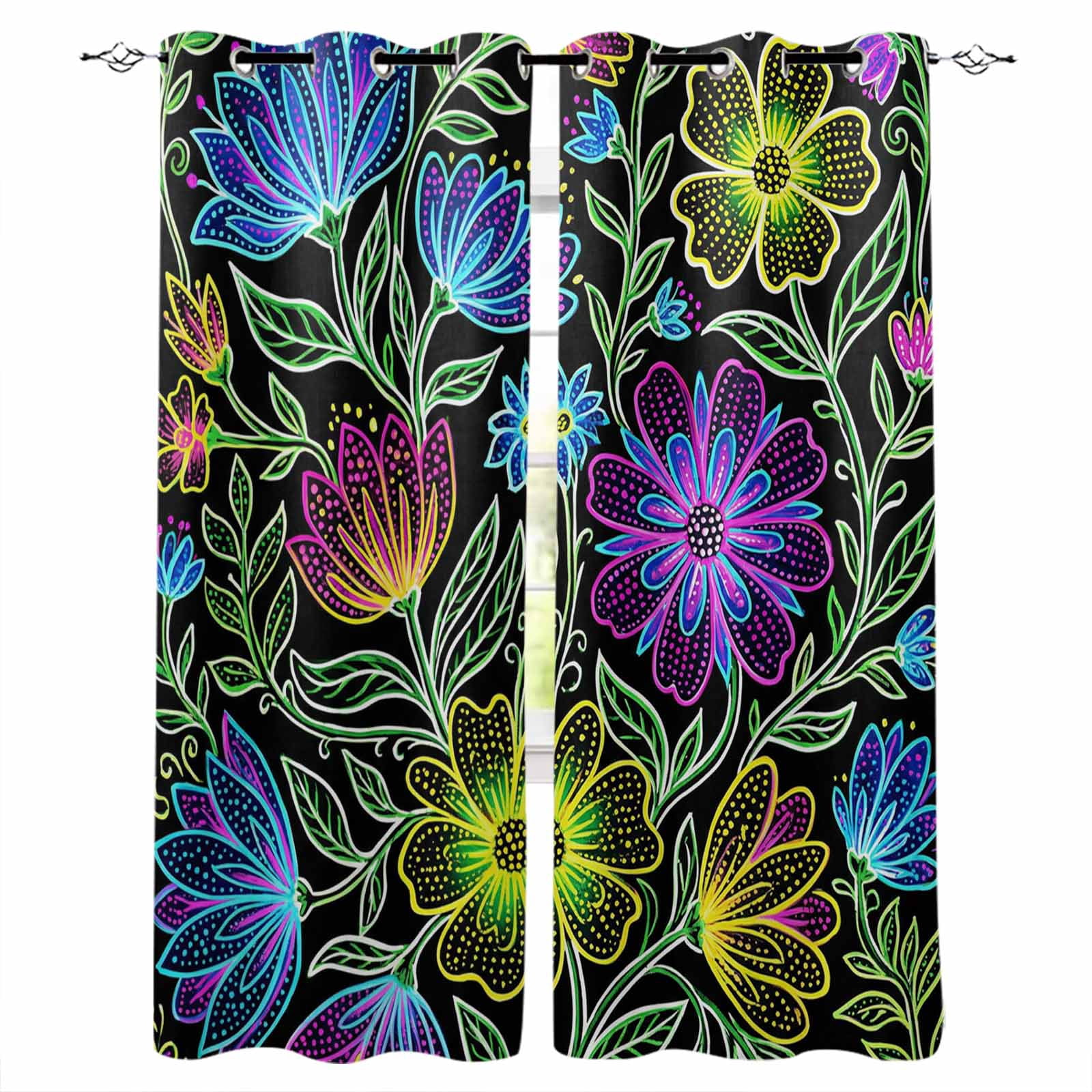 Photo inspiration: Visual Reference: Abstract Flower Blackout Curtains For Bedroom Geometric Colorful