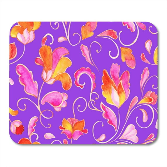Abstract Flower Colorful Whimsical Whimsy Paisley Buta Lotus Watercolor Mousepad Mouse Pad Mouse Mat 9x10 inch