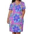 thumbnail image 1 of Abstract Flower Composition Pinks Blues And Yellows Loose Pocket Dress Summer Sexy Dress Print Short Sleeve Dress, 1 of 3