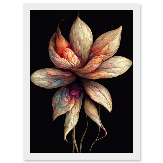 Abstract Flower Display On Dark Background Artwork Framed Wall Art Print A4