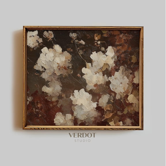 Abstract Flower Fall Brown Moody Autumn Neutral Wall Art Print, Refined Botanical Theme For Home And Gallery Wall Decor